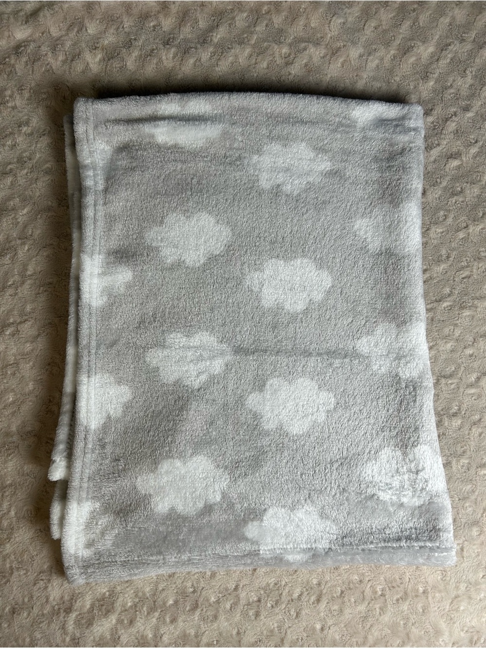 Parent's Choice Gray White Clouds Baby Blanket Plush Soft Security Lovey